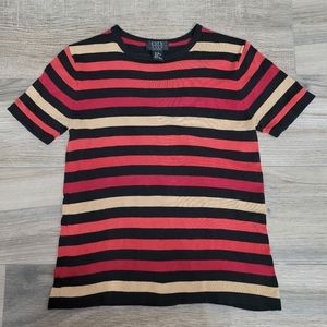 Vintage City Silk Knitwear Striped Shirt Women's Juniors Small 90s Y2K